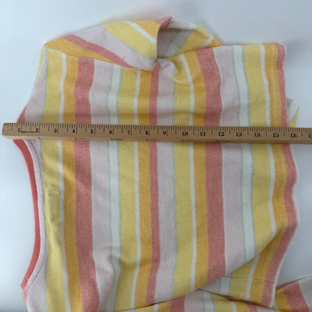 Haute Hippie Style Terry Cloth Lounge Set Striped Crop Top and Shorts Pink XS